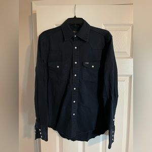 Wrangler pearl snap navy size small
